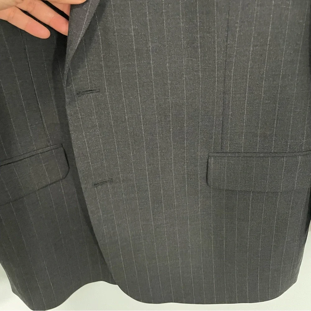 Brooks Brothers 346 Gray Pinstripe Stretch Wool Blazer  Size 46R